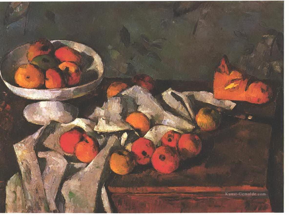 Stillleben mit einem Obstteller und Äpfeln Paul Cezanne Ölgemälde